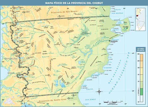 Mapa físico de la Provincia del Chubut