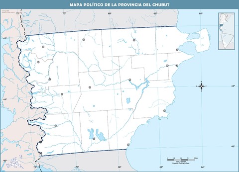 Mapa político mudo de la Provincia del Chubut