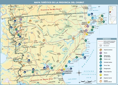 Mapa turístico de la Provincia del Chubut