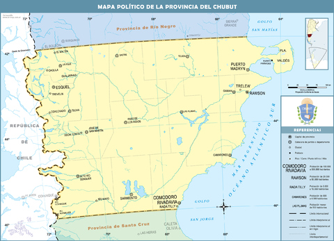 Mapa político de la Provincia del Chubut