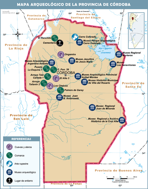 Archaeological map of the Province of Córdoba, Argentina