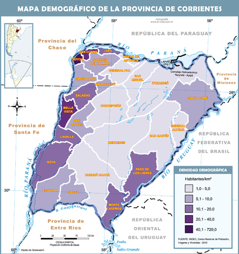 Demographic map of the Province of Corrientes