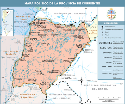 Political map of the Province of Corrientes