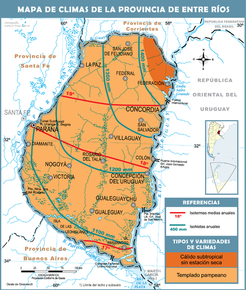 Mapa climático de la Provincia de Entre Ríos