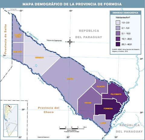 Mapa demográfico de la Provincia de Formosa