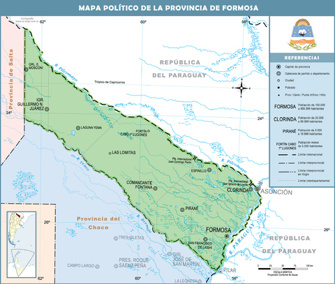 Mapa político de la Provincia de Formosa
