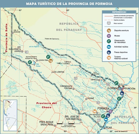 Mapa turístico de la Provincia de Formosa, Argentina