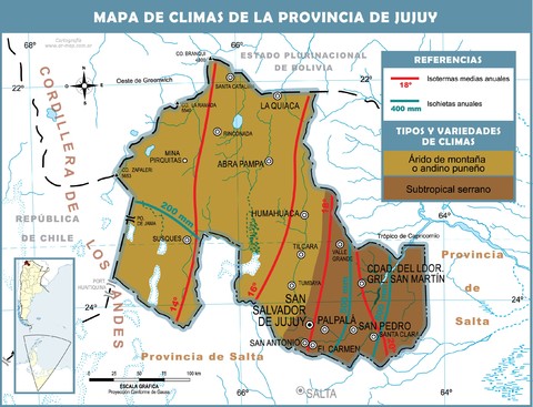 Mapa climático de la Provincia de Jujuy