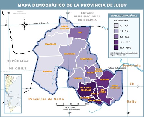 Mapa demográfico de la Provincia de Jujuy