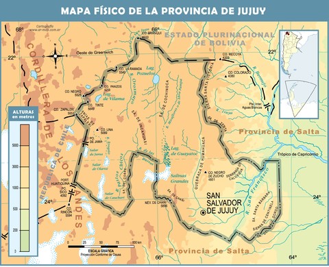 Physical map of the Province of Jujuy