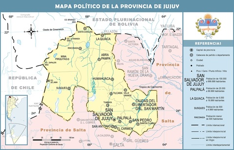 Political map of the Province of Jujuy