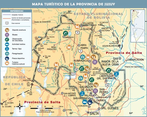 Mapa turístico de la Provincia de Jujuy