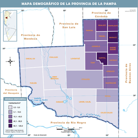 Mapa demográfico de la Provincia de La Pampa