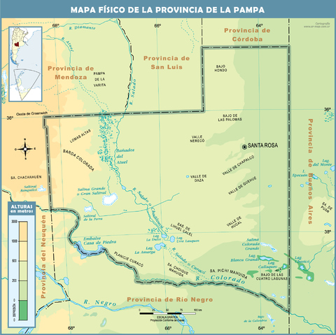 Physical map of the Province of La Pampa