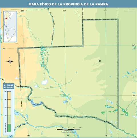Mapa físico mudo de la Provincia de La Pampa
