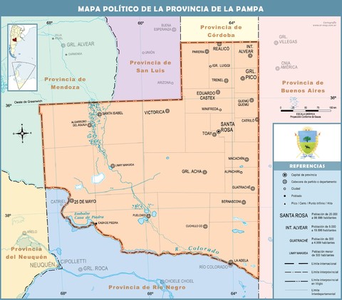 Political map of the Province of La Pampa