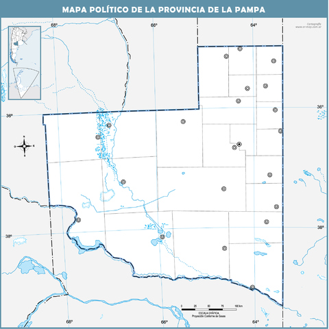 Blank political map of the Province of La Pampa
