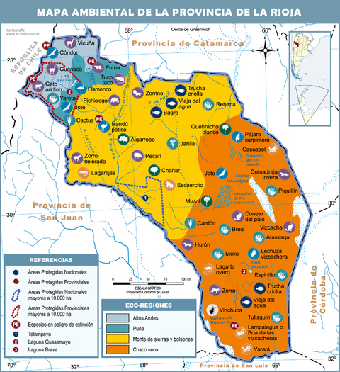 Environmental map of the Province of La Rioja, Argentina