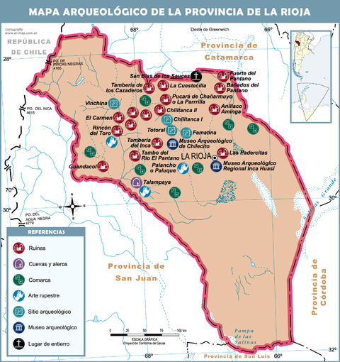 Archaeological map of the Province of La Rioja, Argentina