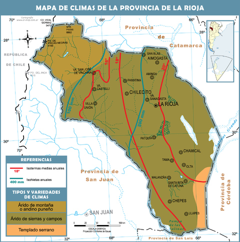 Climatic map of the Province of La Rioja, Argentina