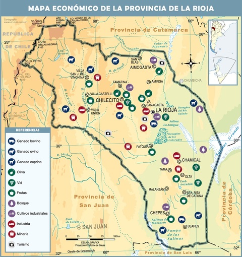 Economic map of the Province of La Rioja, Argentina