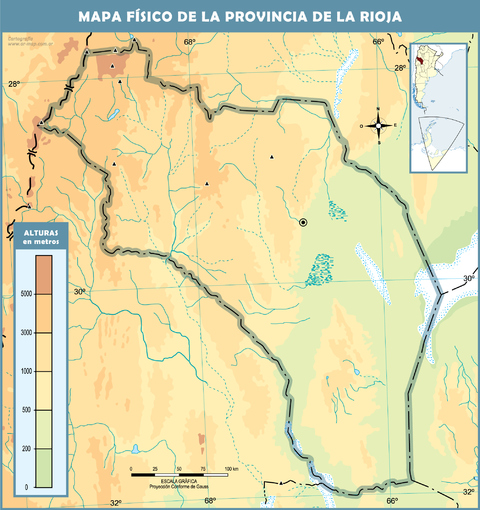 Blank physical map of the Province of La Rioja, Argentina