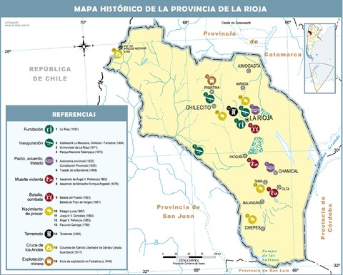 Mapa histórico de la Provincia de La Rioja, Argentina