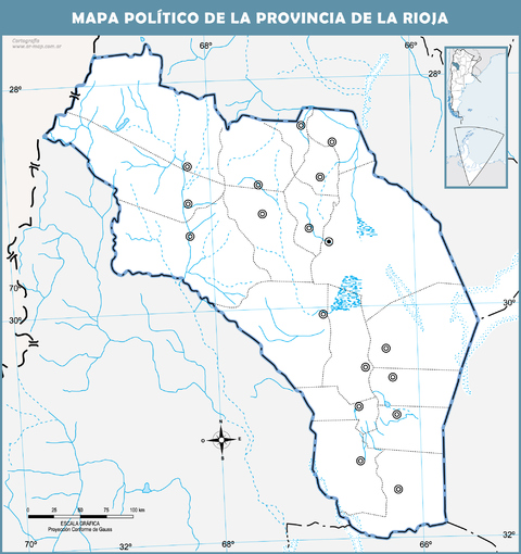 Blank political map of the Province of La Rioja, Argentina