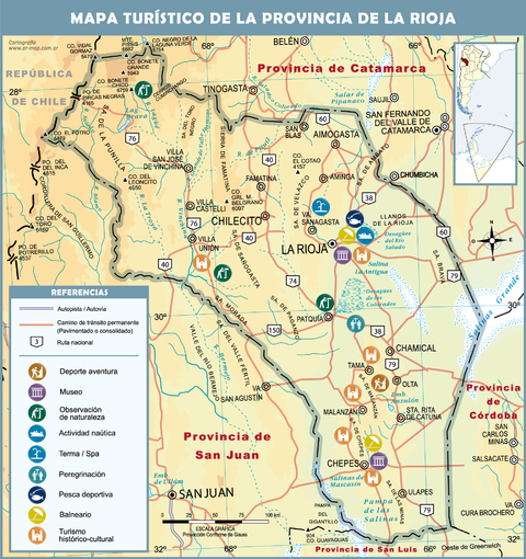 Tourist map of the Province of La Rioja, Argentina