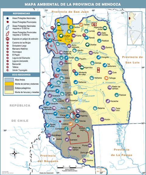 Environmental map of the Province of Mendoza