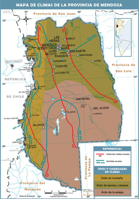 Climatic map of the Province of Mendoza