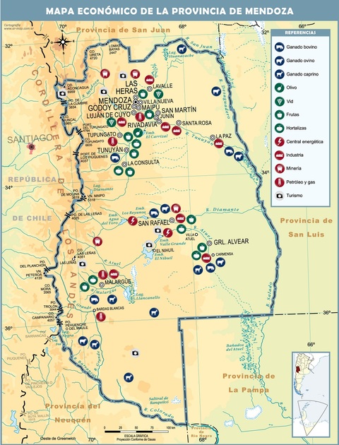 Economic map of the Province of Mendoza