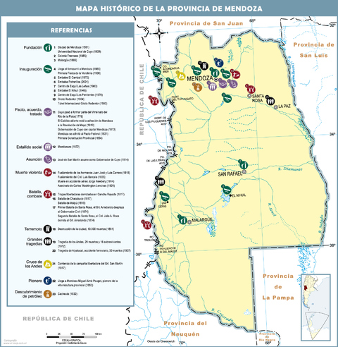 Mapa histórico de la Provincia de Mendoza