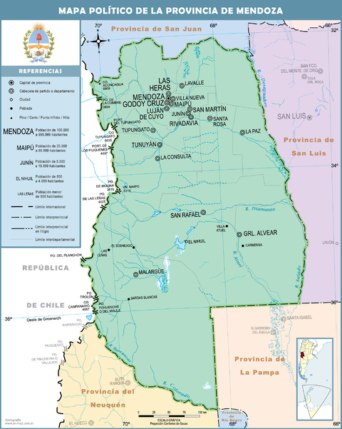Mapa político de la Provincia de Mendoza