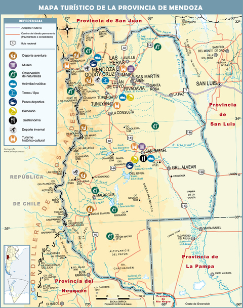 Mapa turístico de la Provincia de Mendoza
