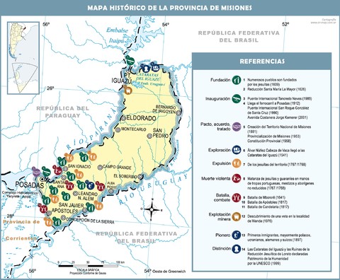 Mapa histórico de la Provincia de Misiones