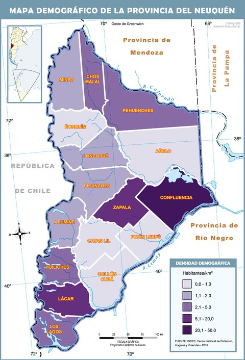 Mapa demográfico de la Provincia del Neuquén
