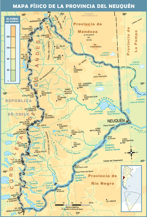 Mapa físico de la Provincia del Neuquén
