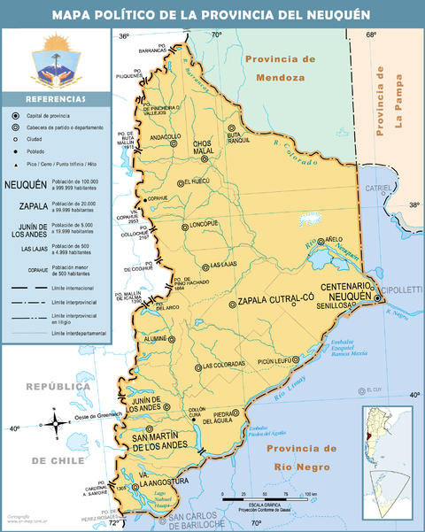 Political map of the Province of Neuquén