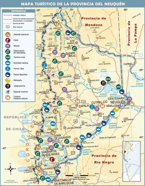 Mapa turístico de la Provincia del Neuquén