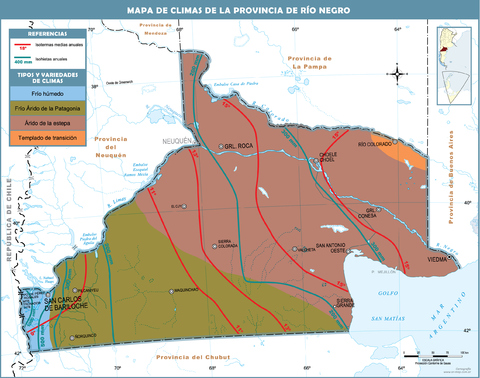Climatic map of the Province of Río Negro, Argentina