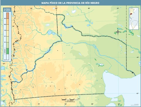 Blank physical map of the Province of Río Negro, Argentina