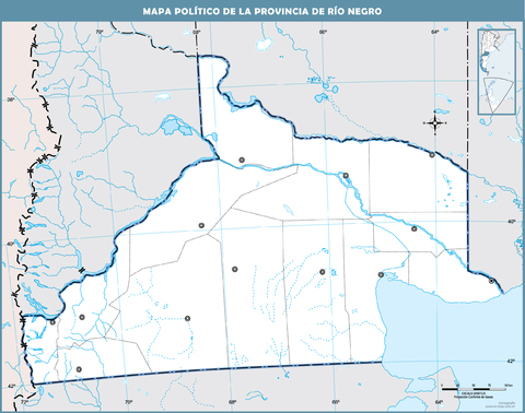 Blank political map of the Province of Río Negro, Argentina