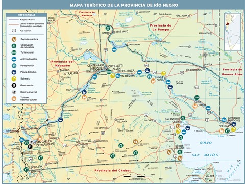 Tourist map of the Province of Río Negro, Argentina