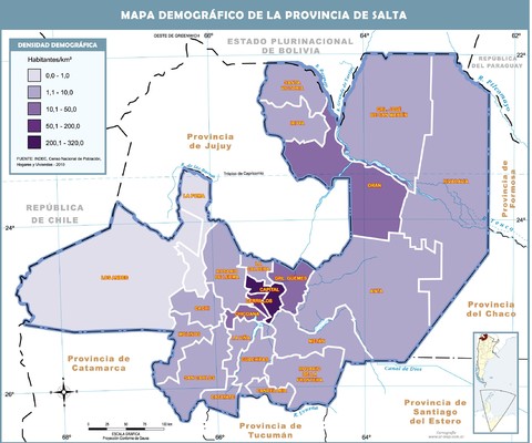 Demographic map of the Province of Salta