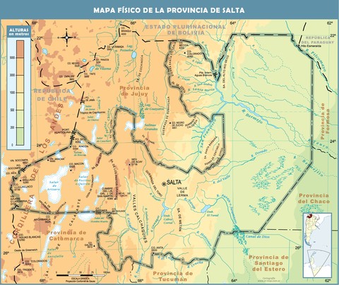 Mapa físico de la Provincia de Salta