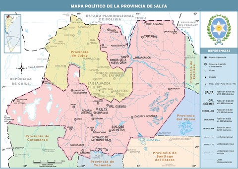 Political map of the Province of Salta