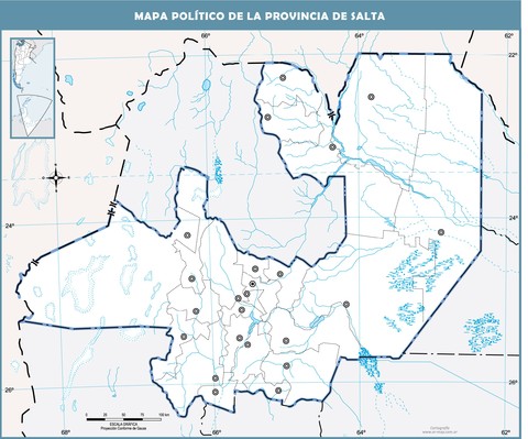 Mapa político mudo de la Provincia de Salta
