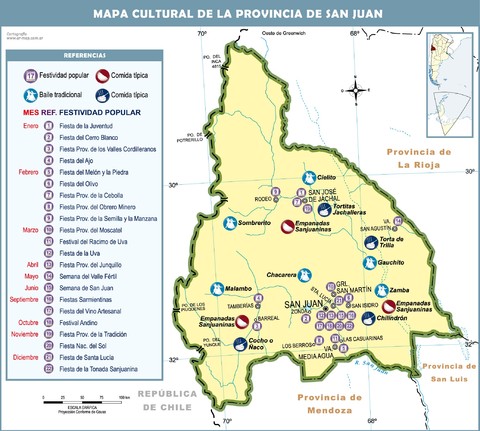 Cultural map of the Province of San Juan, Argentina
