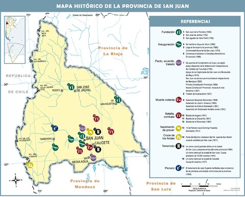 Mapa histórico de la Provincia de San Juan, Argentina